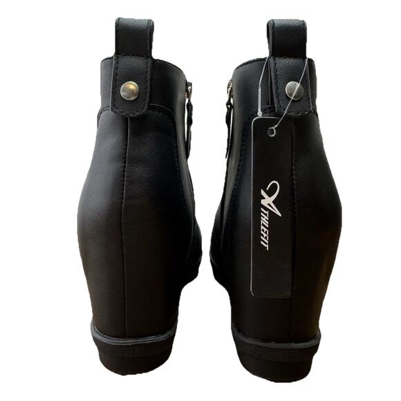 Womens Sz 8 Black Ankle Boots Hidden Heel Wedge Athlefit Sawtooth NWT - Picture 3 of 8